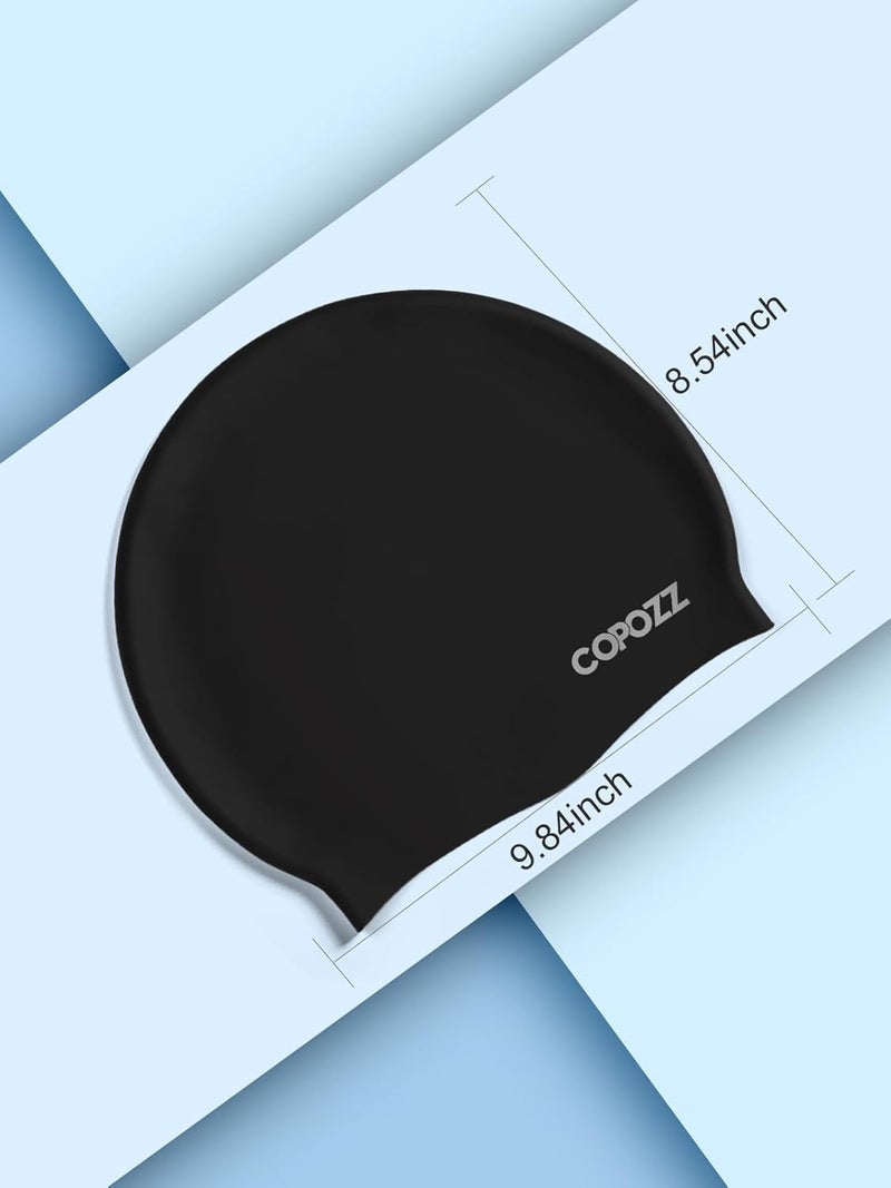 Copozz Adult Swim Caps, Silicone Waterproof Comfortable Swimming Cap for Women, Long and Short Hair - Image 5